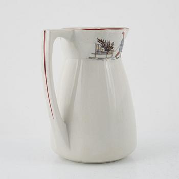 Grötskål och mjölkkanna, flintgods, Gefle.