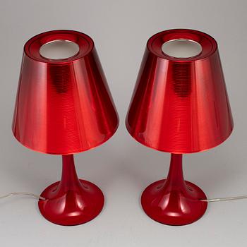 PHILIPPE STARCK, a pair of 'Miss Kä table lights, Flos, Italy.