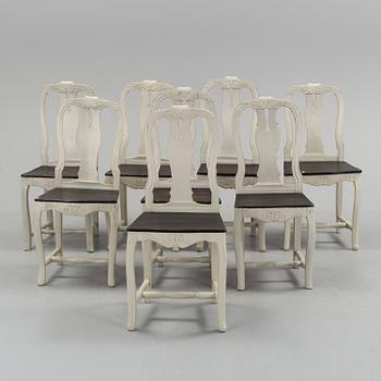 A set of eight similar swedish chairs, Järvsö, Hälsingland, first half of the 19th century.