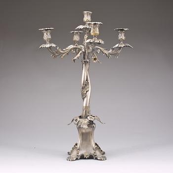 KANDELABER, nysilver, AG Dufva, Stockholm, 1800-talets slut.