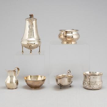 Six silver objects, 19th and 20th century.