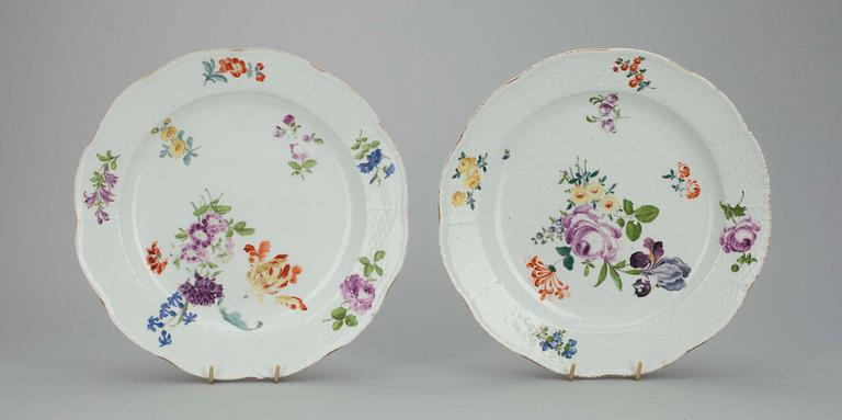 TALLRIKAR, 4 st, porslin, Meissen, 1700-tal.
