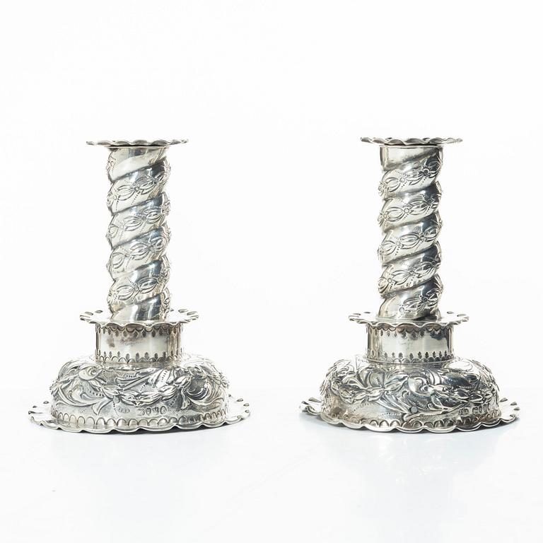 John Henry Rawlings, ljusstakar, ett par, silver, London, England, 1887.