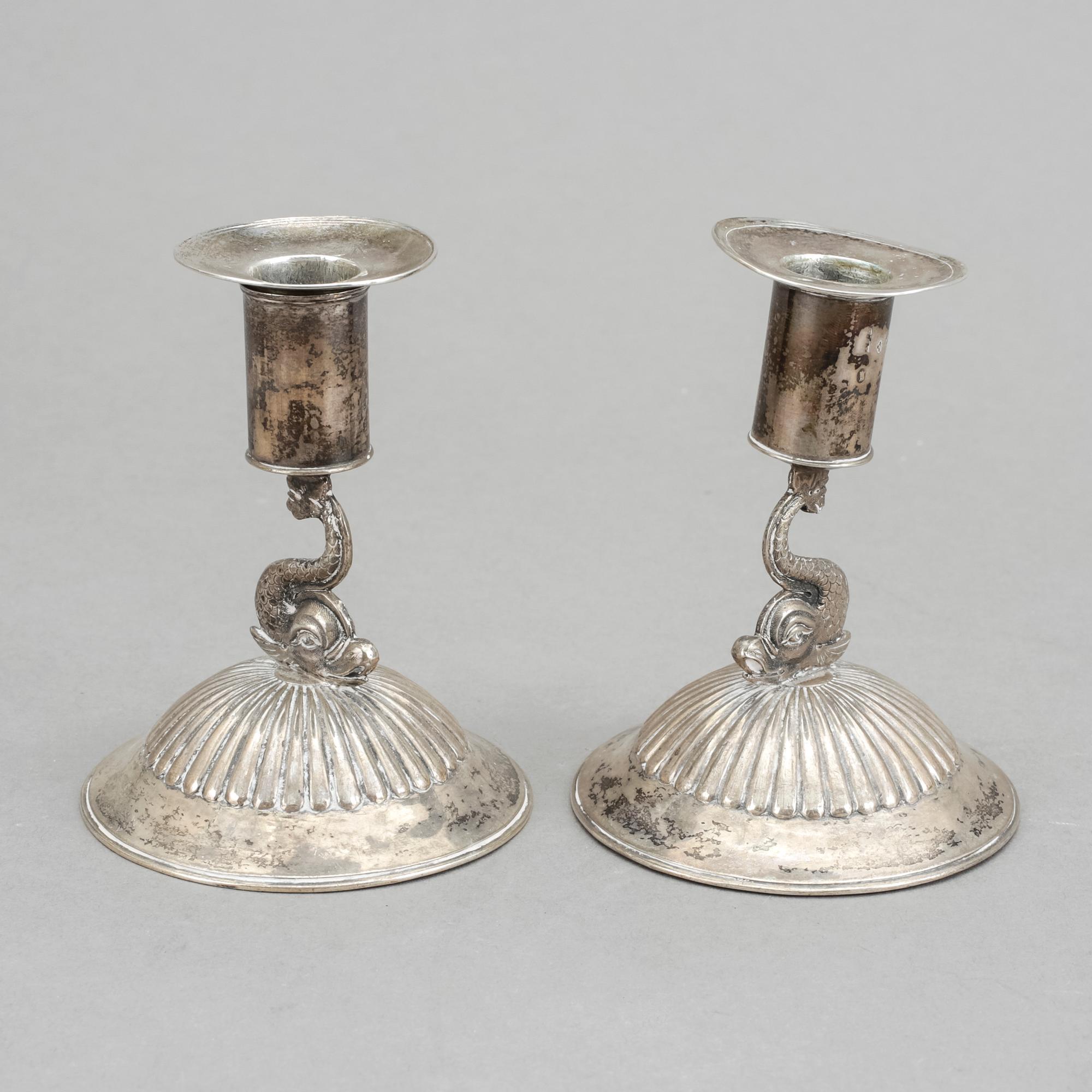 LJUSSTAKAR, ett par, Johan Fredric Björnstedt, Stockholm 1816. Silver.