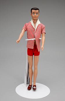 DOCKA samt VÄSKA, "Ken", Mattel, 1960-tal.