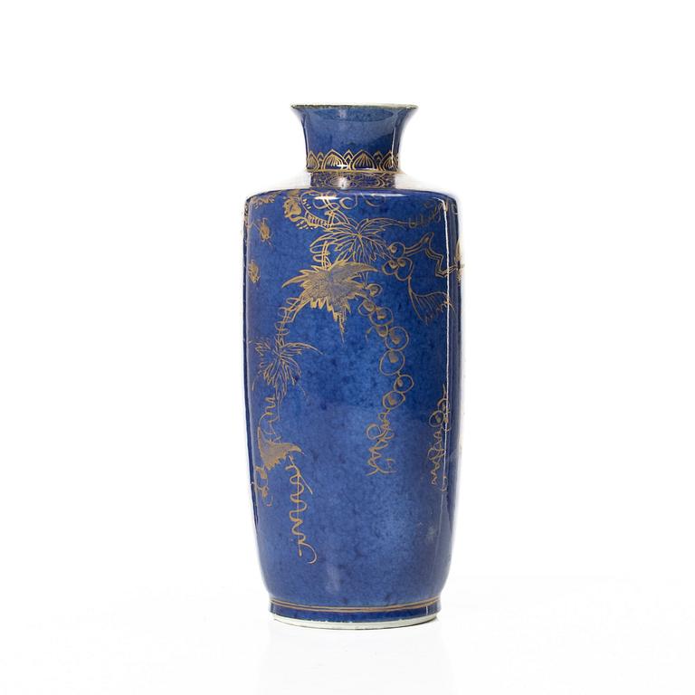 A Chinese powder blue vase / flask, Qing dynasty, Qianlong (1736-95).