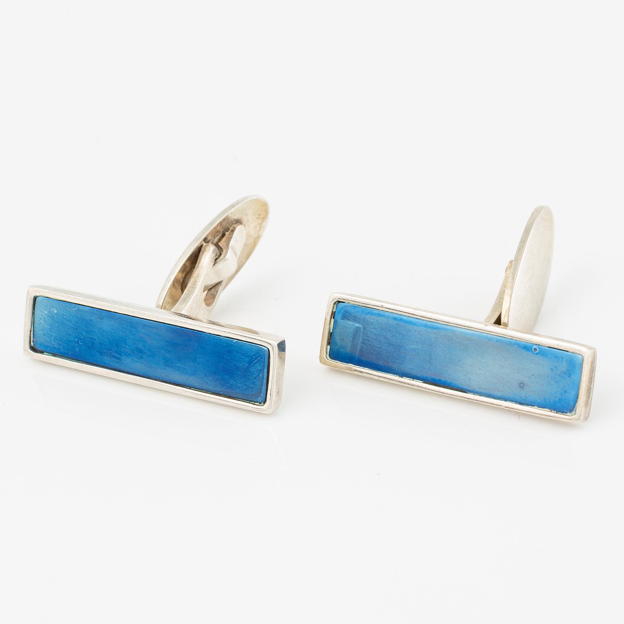 Jan Brunk, manschettknappar, sterlingsilver och emalj, Stockholm, 1992.