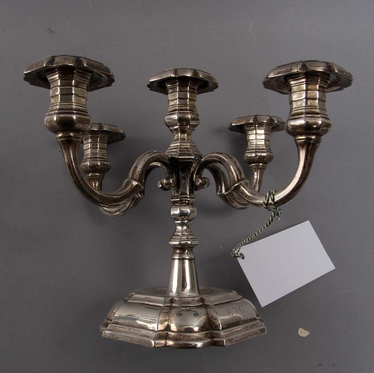 KANDELABRAR, ett par, silver, Danmark, 1940.