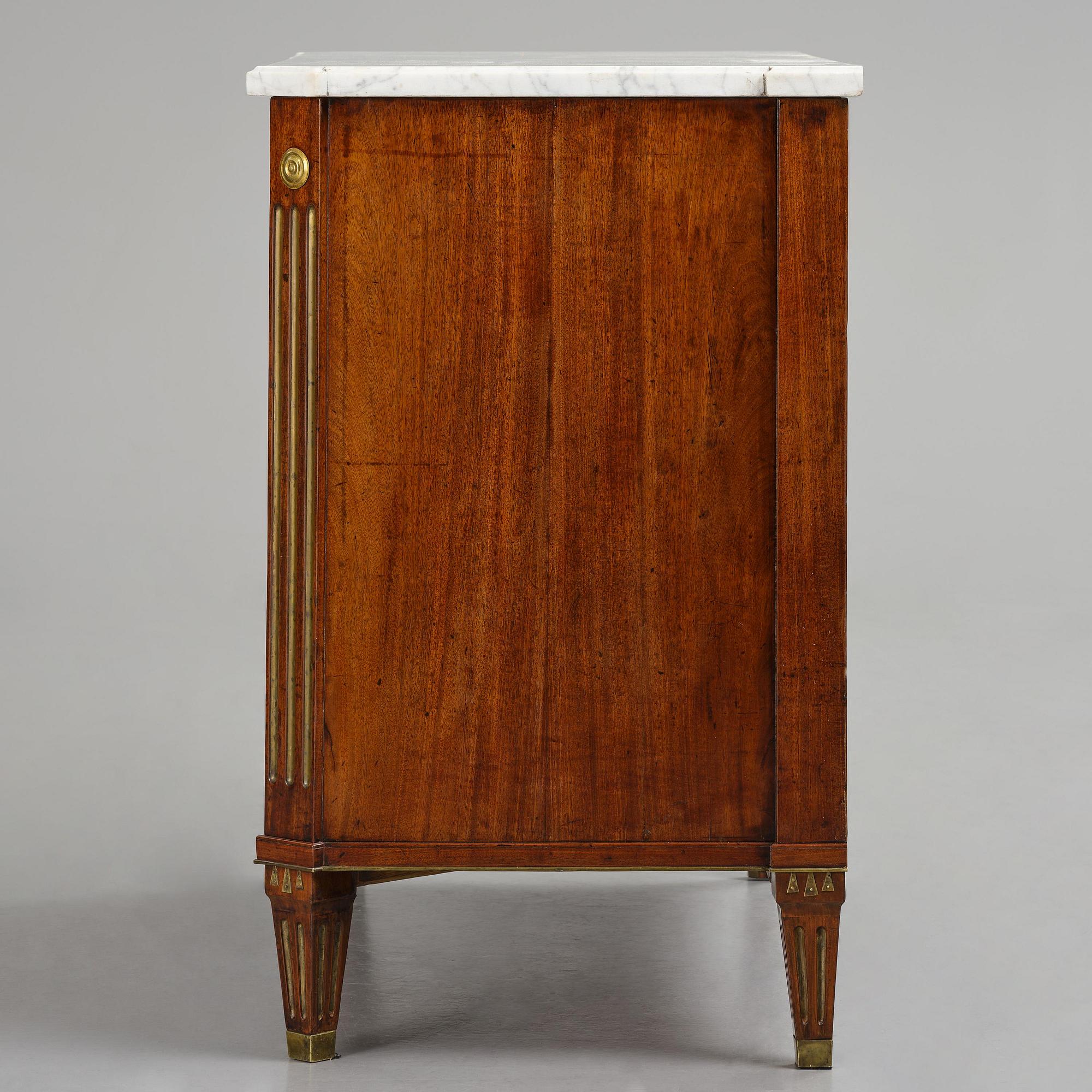 A late Gustavian mahogany commode, Stockholm, late 18th century.