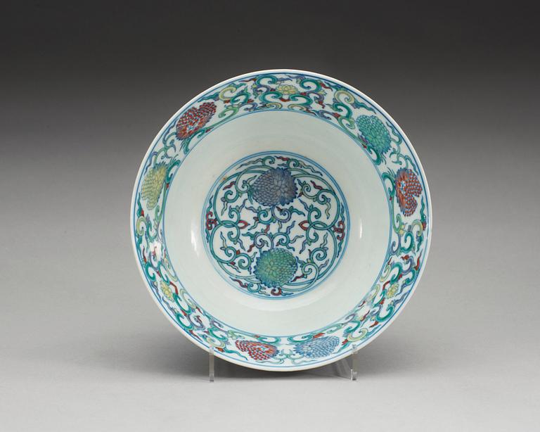 A doucai bowl, presumably Republic, with Yongzheng six character mark.