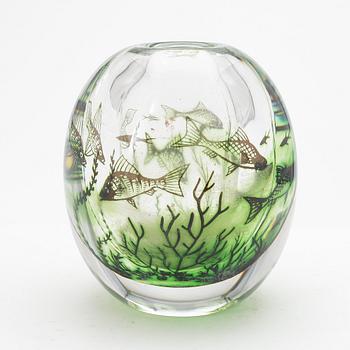 VAS, glas, "Fiskgraal" Edward Hald, Orrefors, 1962.