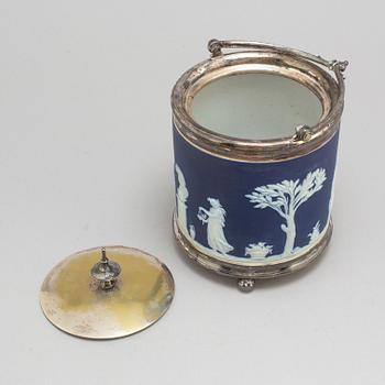 a jasperware and metal Wedgwood ice bucket from the early 20th century.