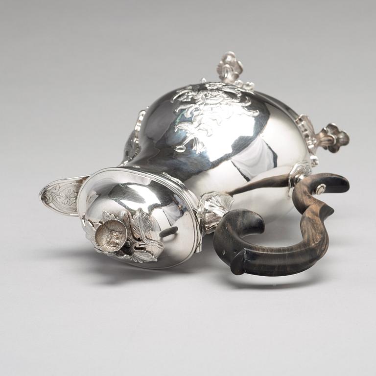 A Swedish 18th century silver rococo coffee-pot, mark of Peter Ohlijn, Karlskrona 1780.