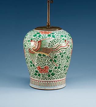 1388. A famille verte jar, Qing dynasty, 17th Century.