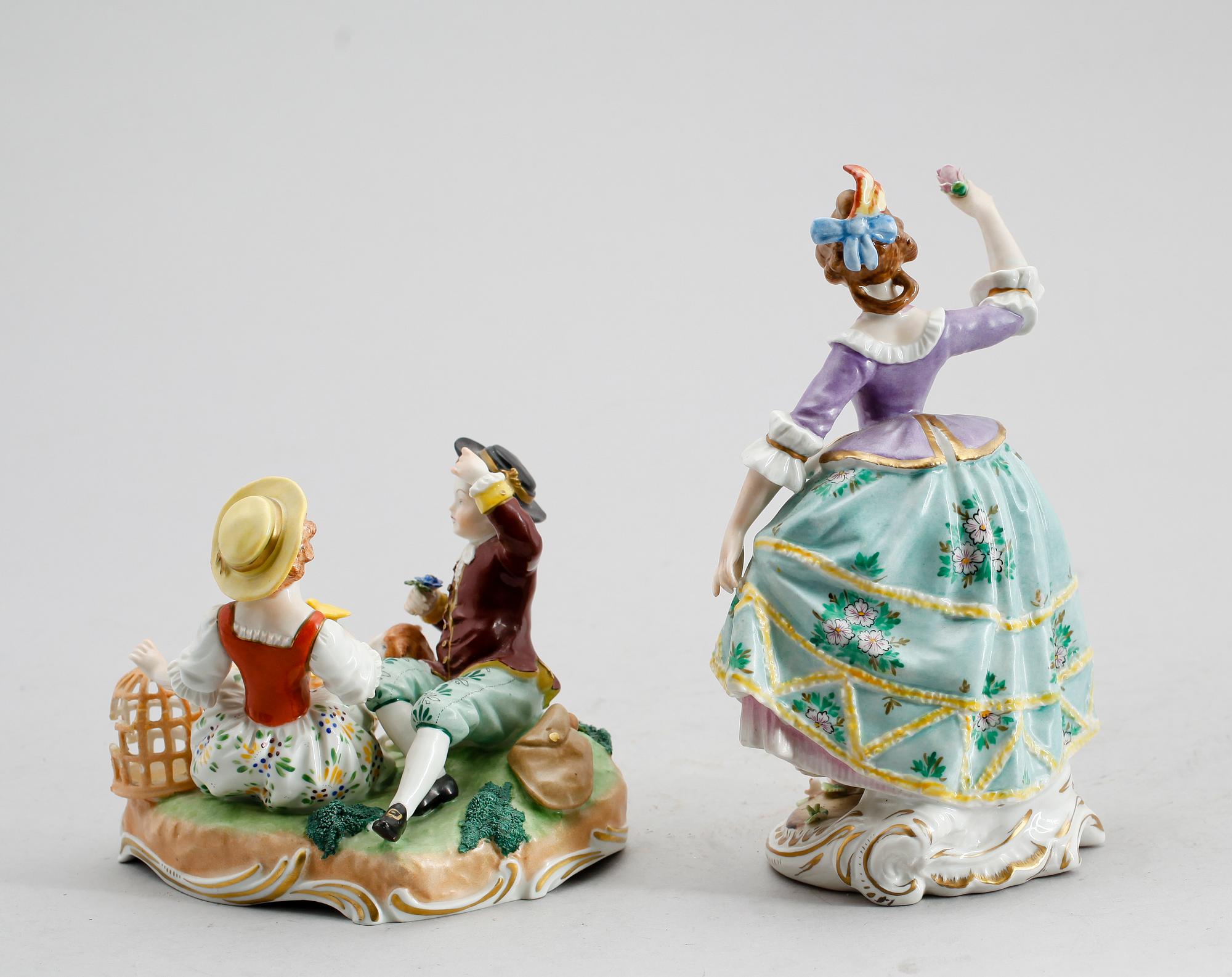 FIGURER, 2 st, porslin, Sitzendorf, 1900-talets mitt.