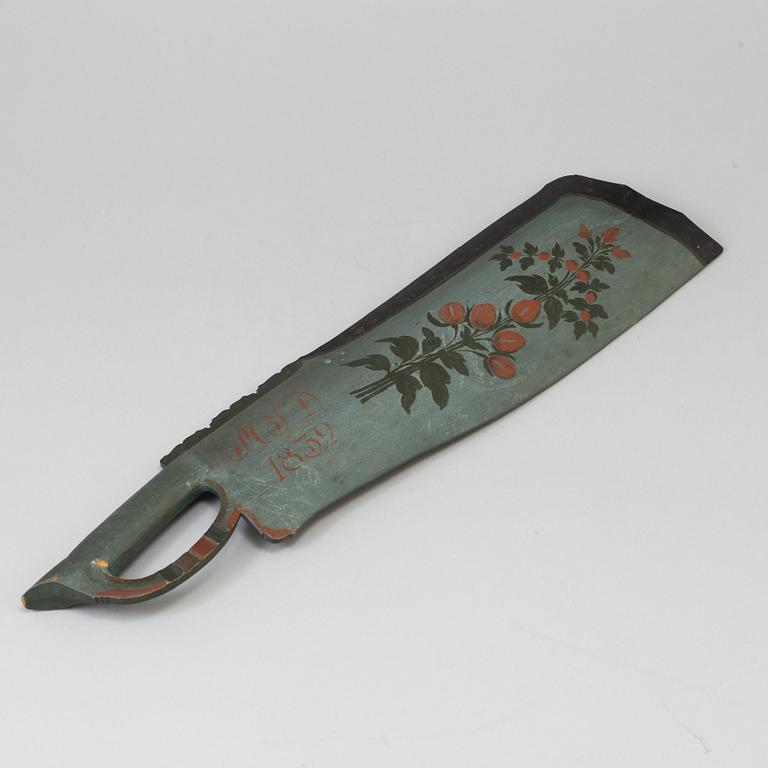 SKÄKTKNIV, allmoge, Norrala, Hälsingland, tillskriven Pehr Schenler.  bär datum 1832.