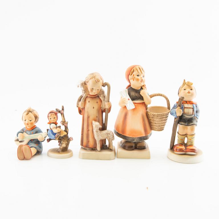 Figurines 17 pcs and plates 3 pcs Goebel MJ Hummel Germany mid-20th century porcelain.