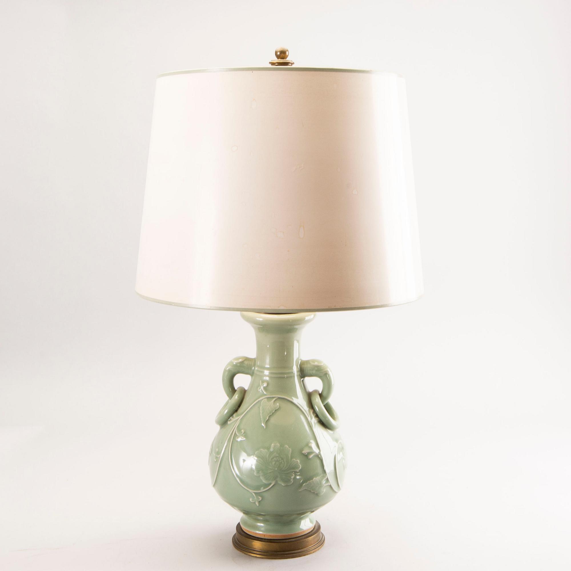 A 20th century Chinese celadon porcelain table lamp.