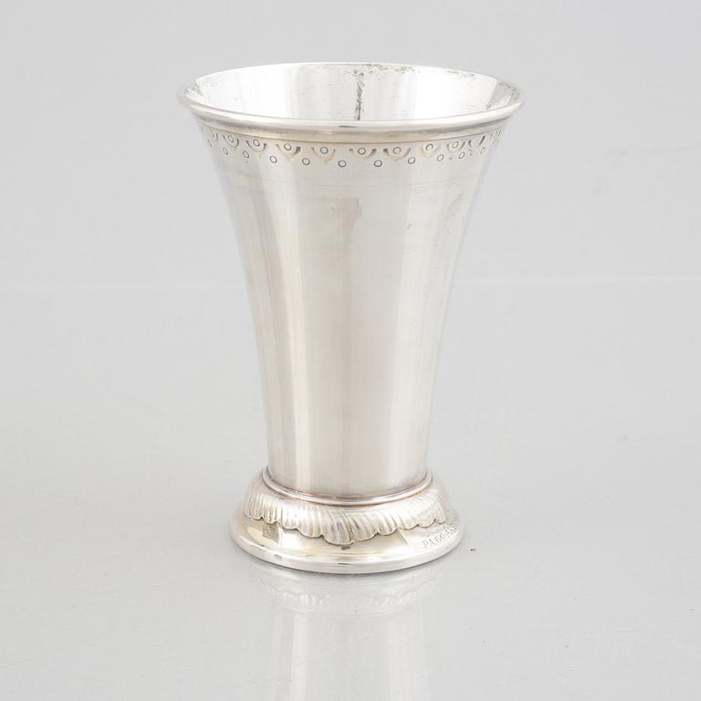 A set of three Swedish silver beakers, including CG Hallberg, Stockholm 1951.
