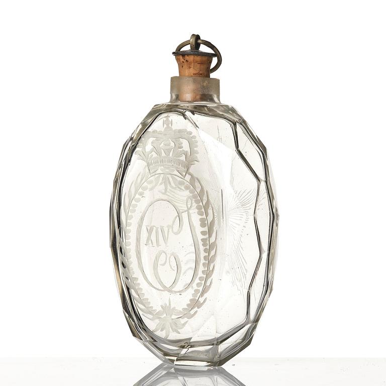 A Swedish glass hunting flask, 19th century.