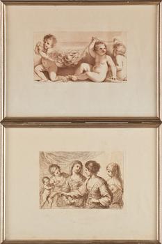 Francesco Bartolozzi · FRANCESCO BARTOLOZZI, efter, 2st, grafiska blad, omkring sekelskiftet 1900.