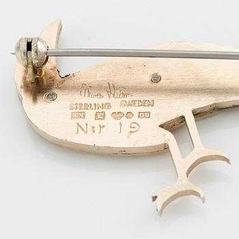 Wiwen Nilsson, a brooch, silver, in the shape of a pheasant, Lund 1964.