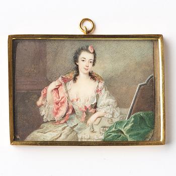 Niclas Lafrensen d.ä. Attributed to, Young lady at a dressing table (probably Countess Christina Törnflycht, 1714-1780).