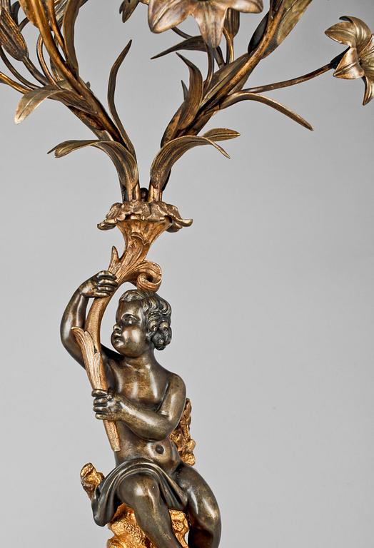KANDELABRAR, ett par, Frankrike, Nyrokoko, 1800-talets andra hälft,