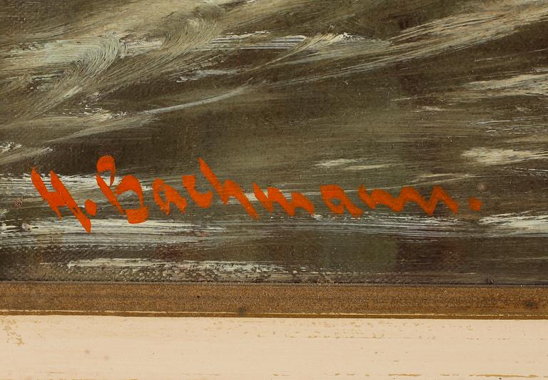 OKÄND KONSTNÄR, olja på duk, signerad H Bachmann, 1900-talets mitt.