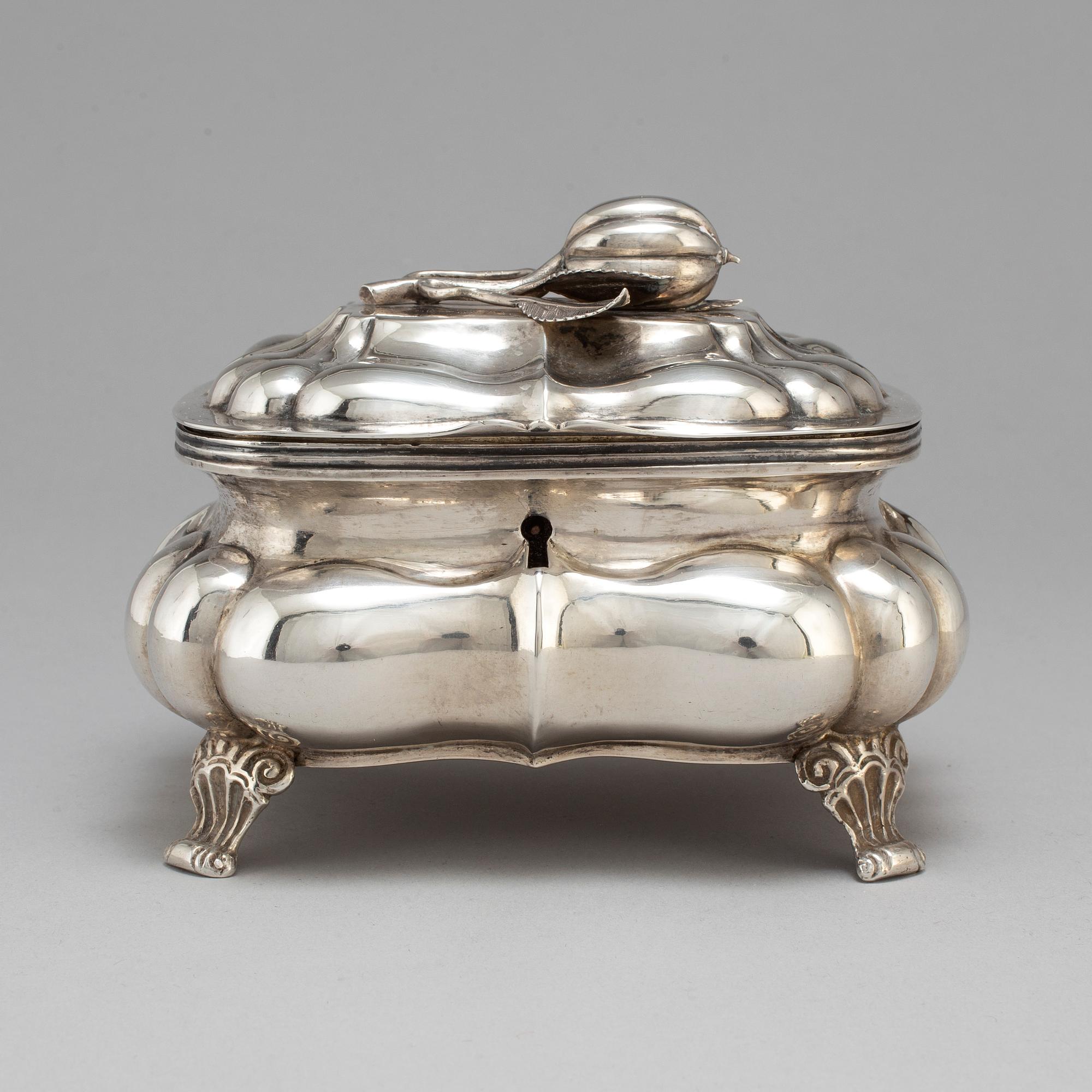 A Russian 19th century parcel-gilt silver sugar-casket, unidentified makers mark, possibly Pskov 1863.