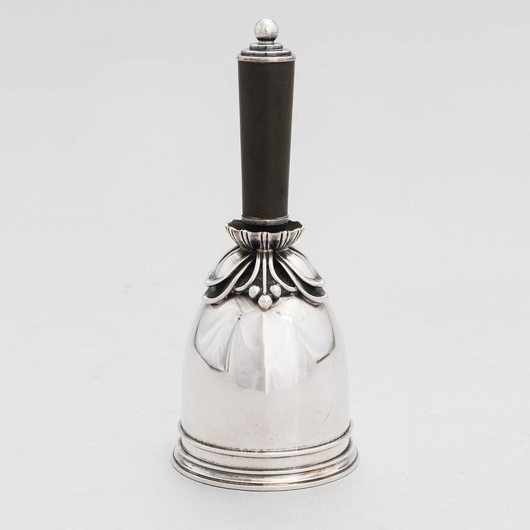 A Danish silver table bell, maker's mark of Grann & Langlye, Copenhagen 1955.