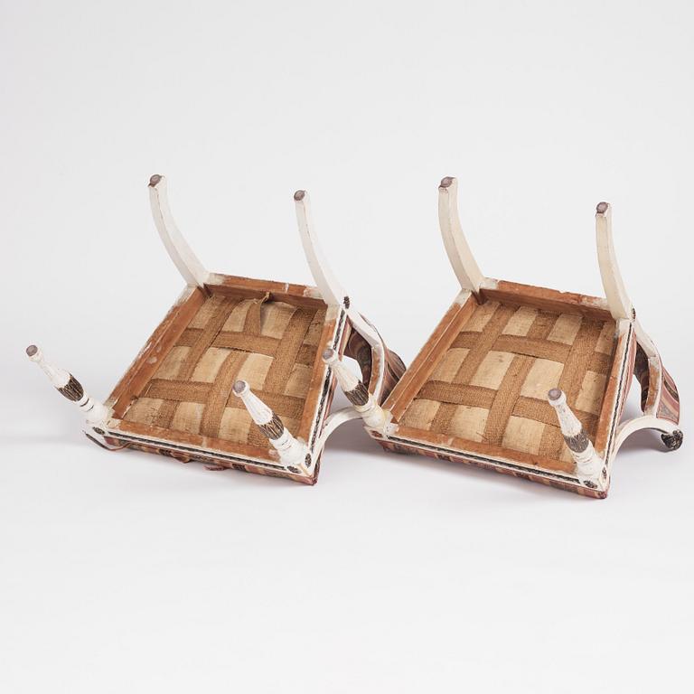 Karmstolar, ett par, Stockholmsarbeten, 1700-talets slut, Sengustavianska.