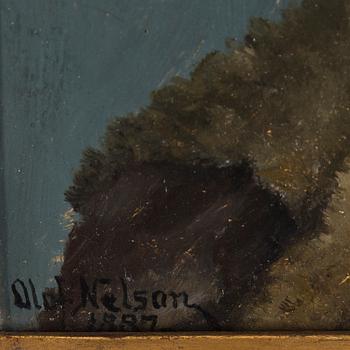 OLOF SAGER-NELSON, oil on panel, signed Olof Nelson and dated 1887.