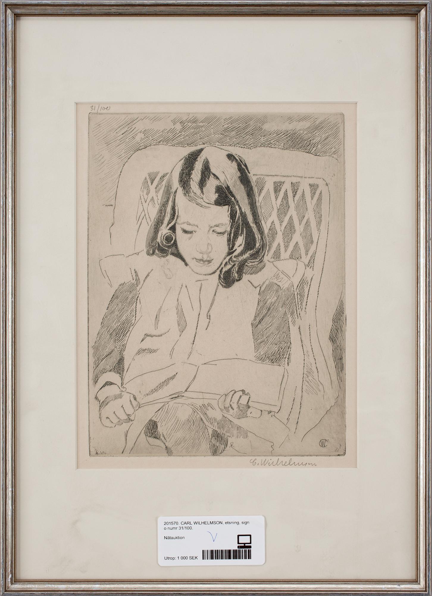 CARL WILHELMSON, etsning, sign o numr 31/100.