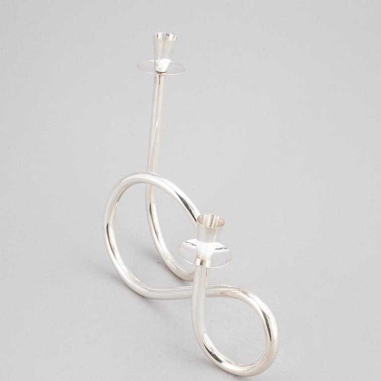 PIERO DE VECCHI, a 'T8', sterlign silver candelabra, signed and numbered 19/99, 2014.