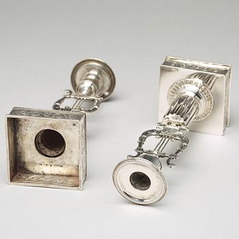 Johan Petter Grönvall, ljusstakar, sk lyrstakar, silver, Stockholm 1823. Karl-Johan.