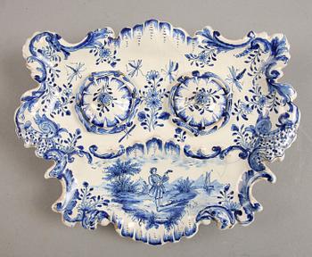 SKRIVSTÄLL, fajans, Anthoni Kriusweg, Delft, Holland, 1700-tal.