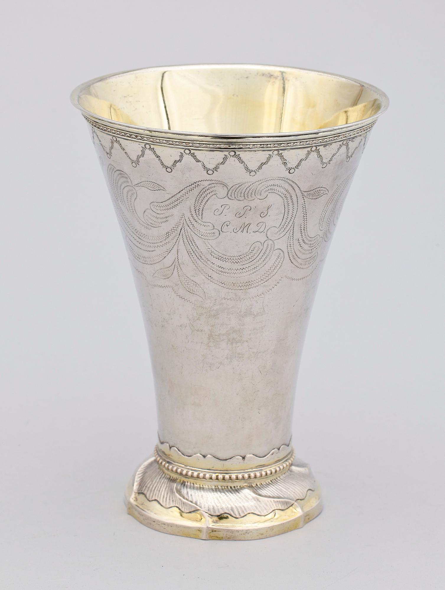 BÄGARE, silver, Olof Yttraeus, Uppsala 1795. Vikt ca 430 gram.