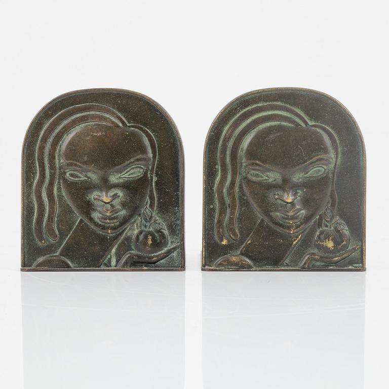 Ystad Brons (Ystad Metall), bokstöd, ett par, Swedish Grace, 1920-30-tal.