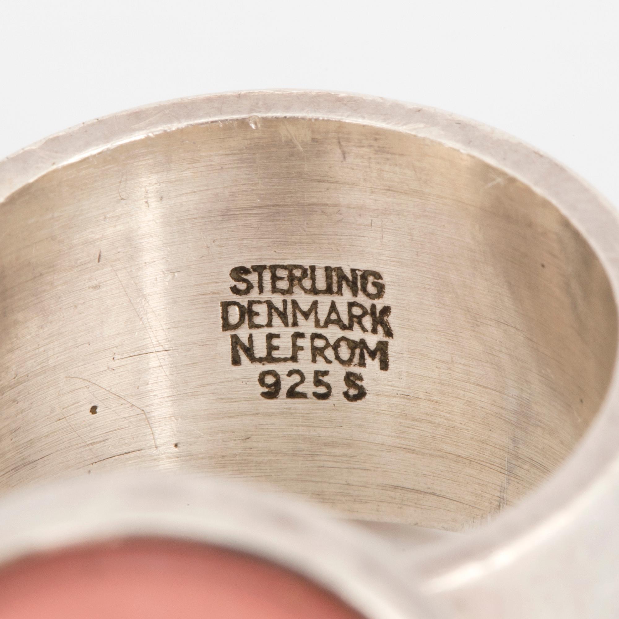 NIELS ERIK FROM, a sterling silver and rose quartz ring, Denmark.