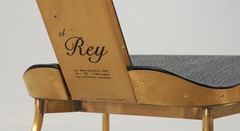 A Mats Theselius 'El Rey' brass and leather easy chair, by Källemo, Sweden.