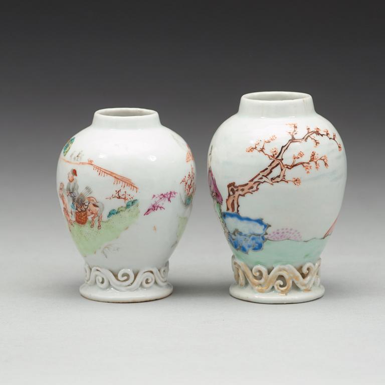 Two famille rose tea caddys, Qing dynasty, Qianlong (1736-95).