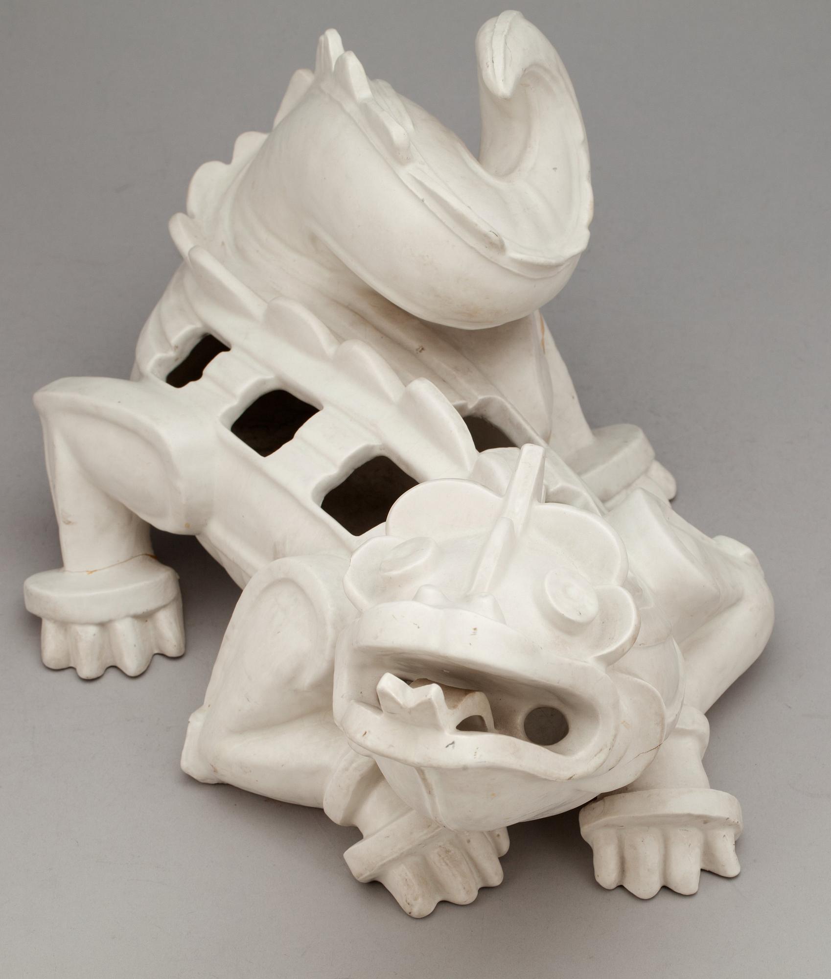 A Wilhelm Kåge stoneware figure of a dragon, Gustavsberg 1940's.