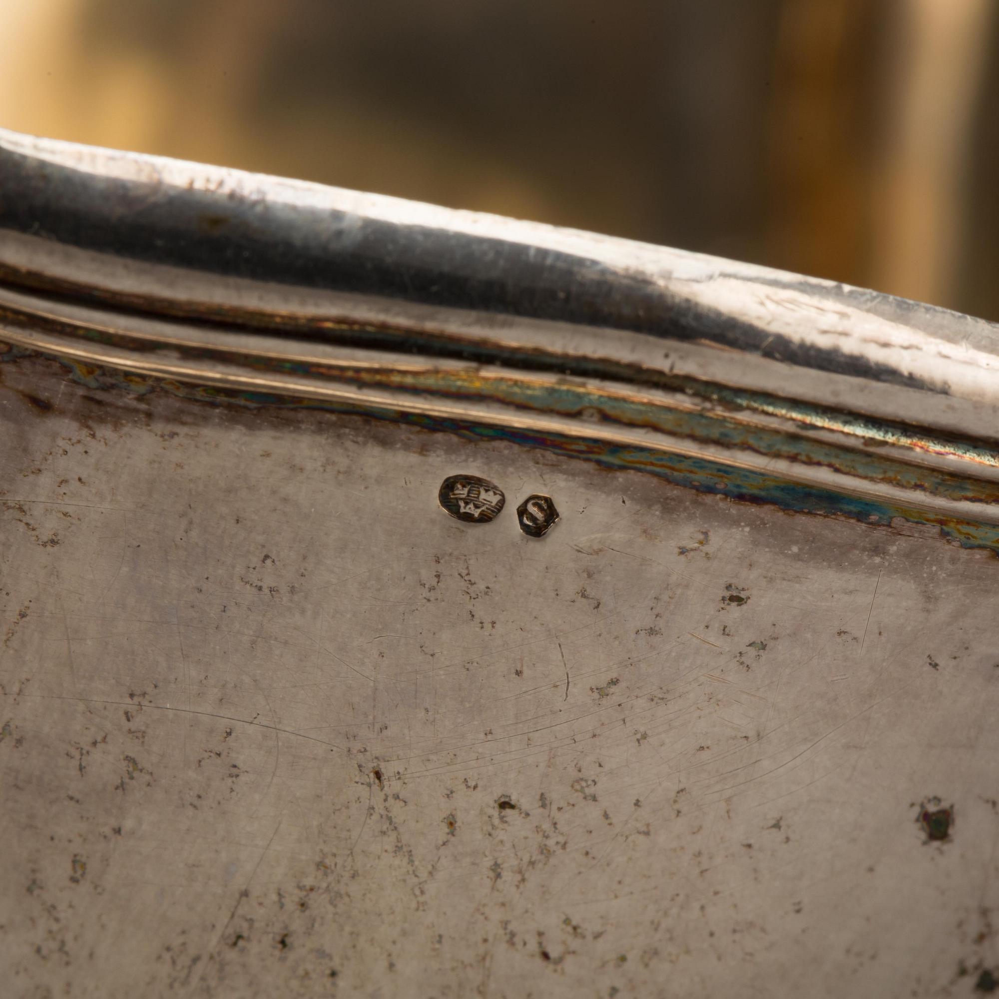 SÅSSKÅL, silver, rokokostil, svenska importstämplar. 1900-tal. Vikt ca 458 gram.