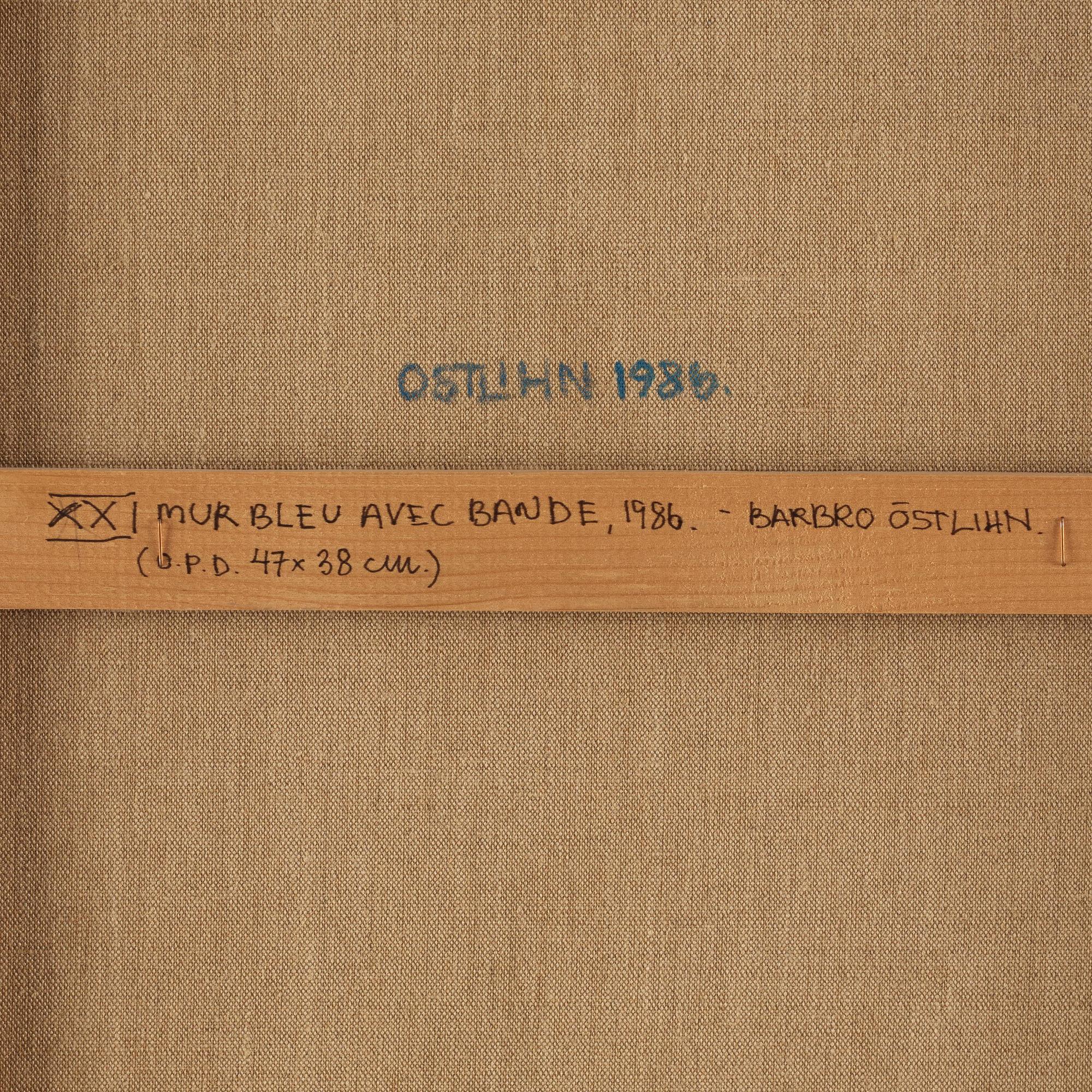 Barbro Östlihn, "XXI Mur Bleu avec Bande".