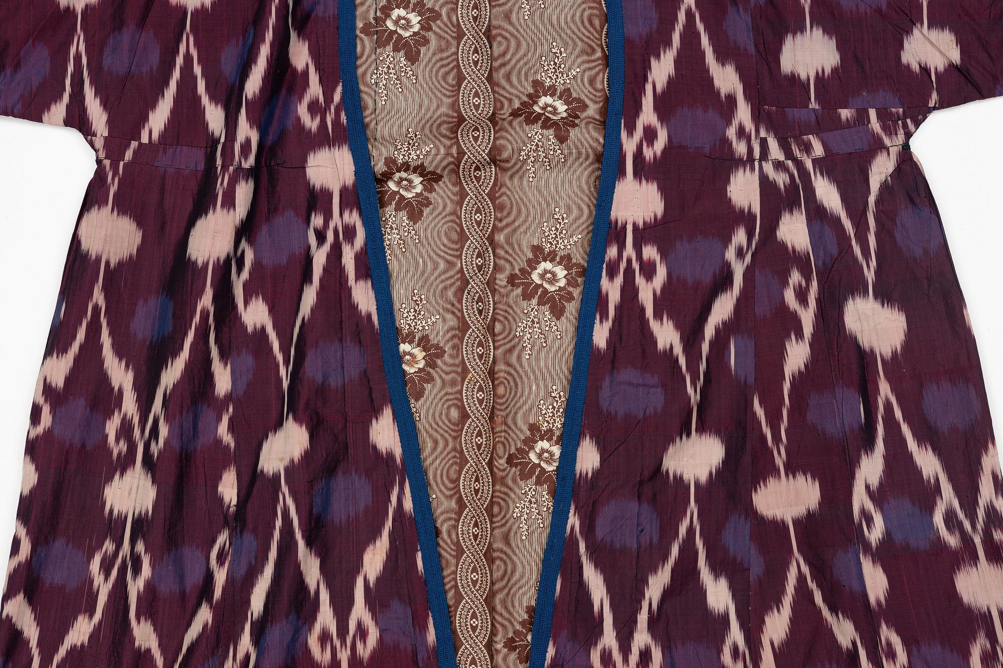 A silk Ikat Chapan, Central Asian, 1880s.