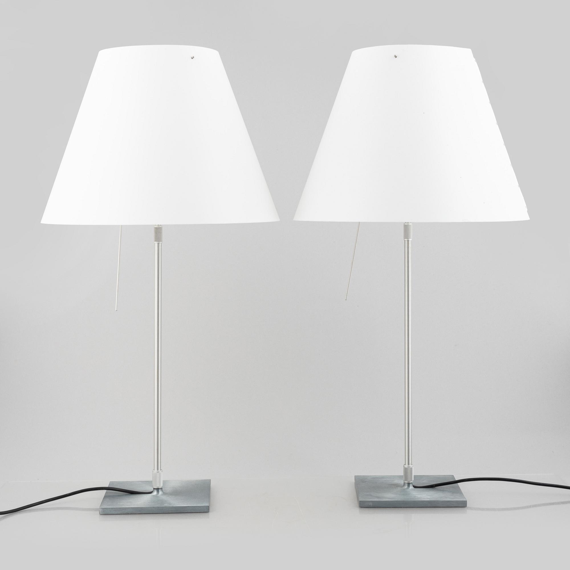 Paolo Rizzatto, a pair of 'Costanza' table lamps, Luceplan, Italy.