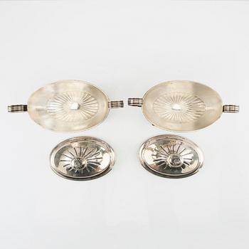 Samuel Pettersson sugar bowls, a pair of Gustavian style silver, Linköping 1938.