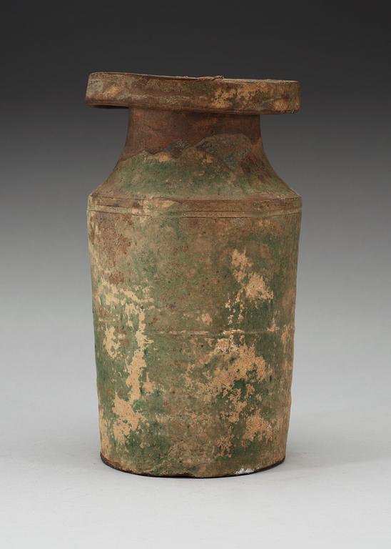 A green glazed vase, Han dynasty (206 BC - 220 AD).