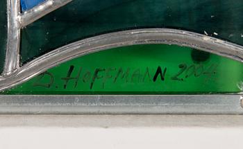 Dolores Hoffmann, glass painting, signed and dated 2004.